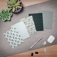 Load image into Gallery viewer, Winter Botanical Greeting Card Set — 5-Pack Blank Note Cards with Pine, Berries & Bird Designs