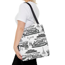 Load image into Gallery viewer, Chic Parisian Toile Tote Bag - Stylish Travel Accessory for City Lovers