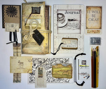 Load image into Gallery viewer, Collection of vintage-style stationery items including notebooks, cards, and art supplies.